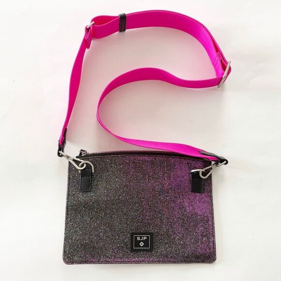 Sarah Jessica Parker (SJP) RFID Convertible Crossbody Bag Candy Black Shimmer Pi - Picture 1 of 5